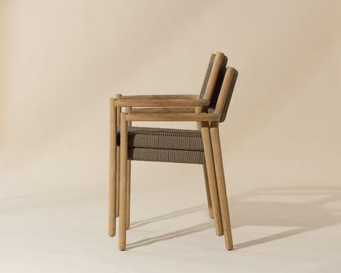 Outdoor Living & Garden Modern Hand Woven Teak Dining Armchair