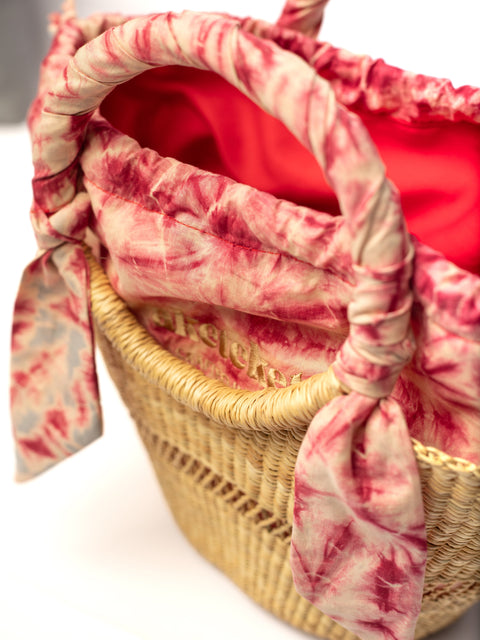 Beach Braided Knot Basket Weave Drawstring Basket Bag