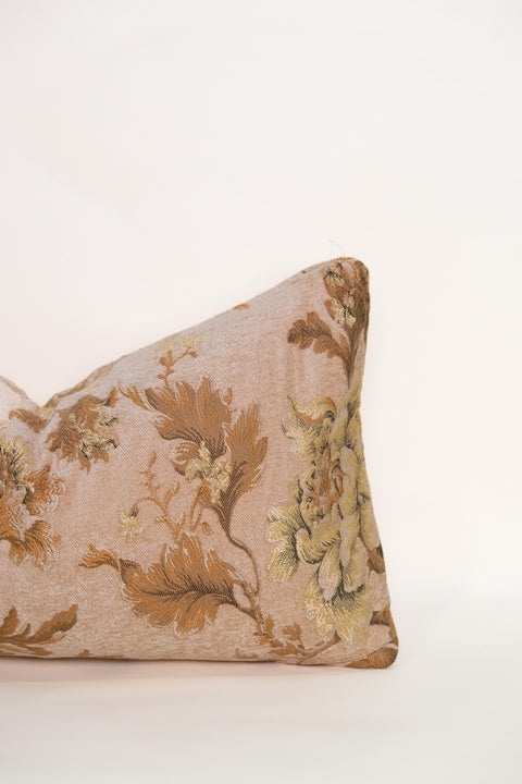 Powered by People Artful Traditionalist Vintage Floral Embroidery Lumbar Pillow - 12 x 20