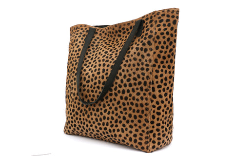 Leopard Animal Pattern Lined Tote with Magnetic Closure