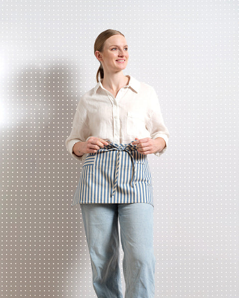 Waist Adjustable Stripe Apron with Deep Pockets