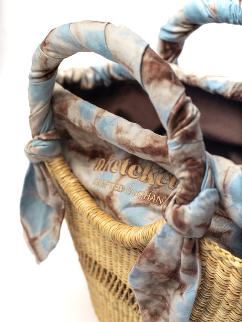 Basket Weave Basket Bag with Tie Closure