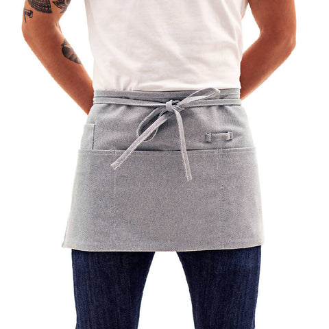 Waist Solid Apron with Patch Pockets