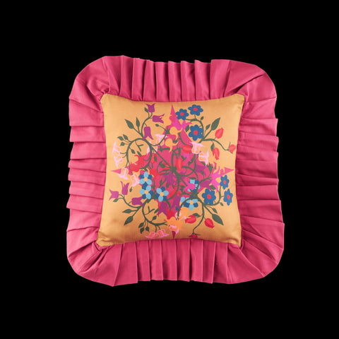 Artful Traditionalist Bohemian Floral Graphic Pillow Cover