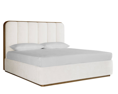 Sunpan Contemporary Jamille Upholstered Platform Bed with Headboard - Queen - King