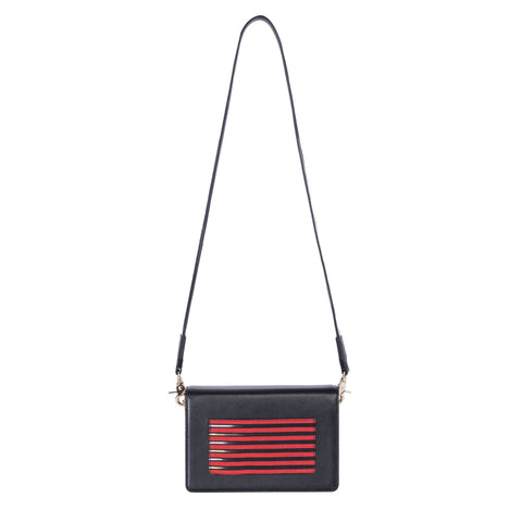 Casual Stripe Embossed Logo Crossbody
