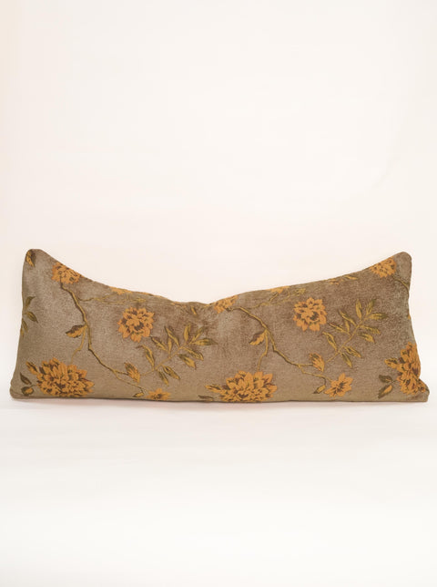 Artful Traditionalist Vintage Embroidery Lumbar Pillow