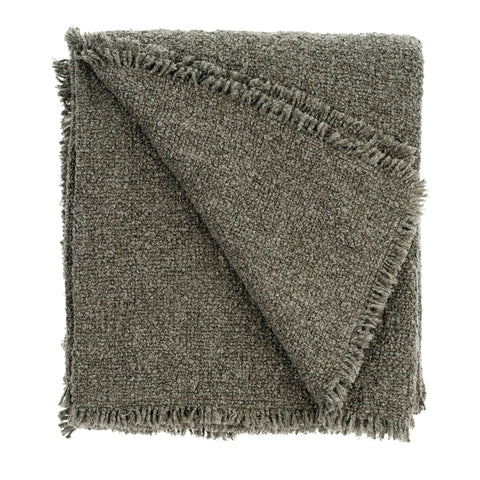 The Lifestyle Lab Contemporary Textured Linen Bouclé Fringe Throw - 50 x 60