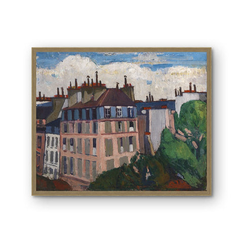 Rooftops Oak Framed Painting Wall Art