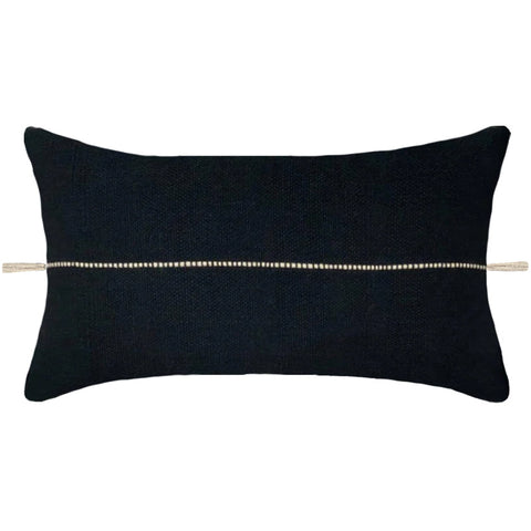 Powered by People Classic Contemporary Lumbar Pillow with Tassels and Zipper - 12 x 20