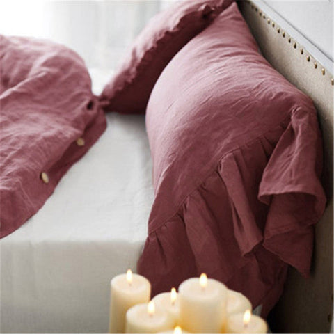 Minimalist Ruffled Linen Pillowcase with Organic Design