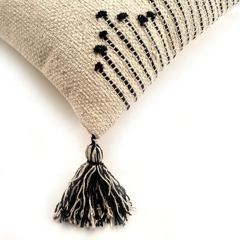 Artful Traditionalist Bohemian Accent Pillow with Tassels Square