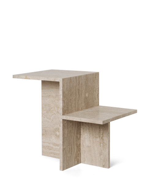 Timeless Minimalist Freeform Travertine Center Table