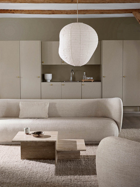 Timeless Minimalist Freeform Travertine Coffee Table