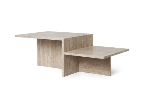 Timeless Minimalist Freeform Travertine Coffee Table