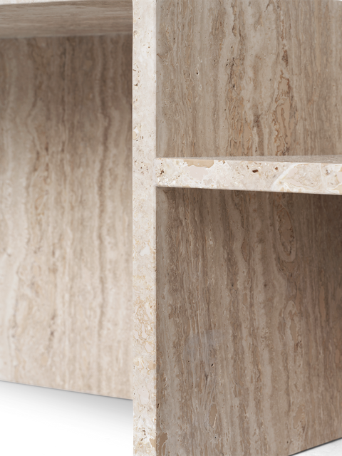 Timeless Minimalist Freeform Travertine Coffee Table