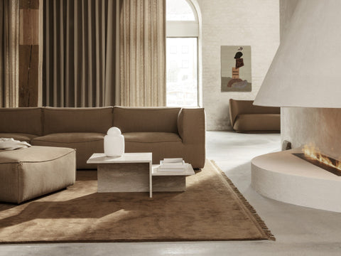 Timeless Minimalist Freeform Travertine Coffee Table