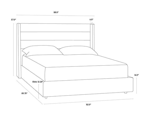 Sunpan Modern Emmit Low Profile Platform Bed with Headboard - Queen - King