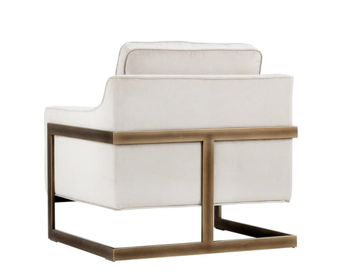Timeless Minimalist Cantilever Lounge Chair in Cream Upholstered