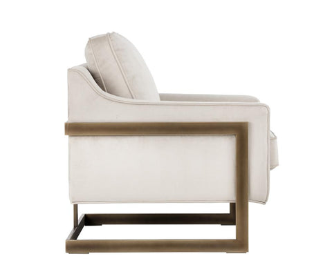 Timeless Minimalist Cantilever Lounge Chair in Cream Upholstered