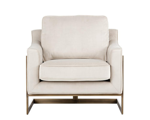 Timeless Minimalist Cantilever Lounge Chair in Cream Upholstered