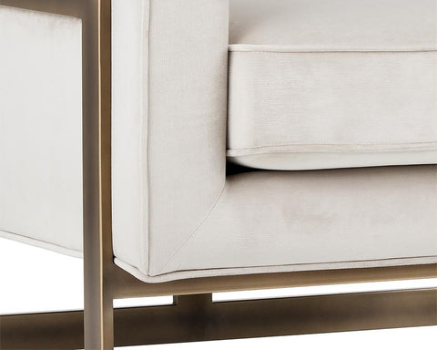 Timeless Minimalist Cantilever Lounge Chair in Cream Upholstered