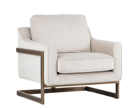 Timeless Minimalist Cantilever Lounge Chair in Cream Upholstered