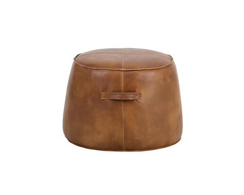 Space Saving Pouf Ottoman Upholstered with Stitching