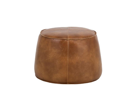 Space Saving Pouf Ottoman Upholstered with Stitching