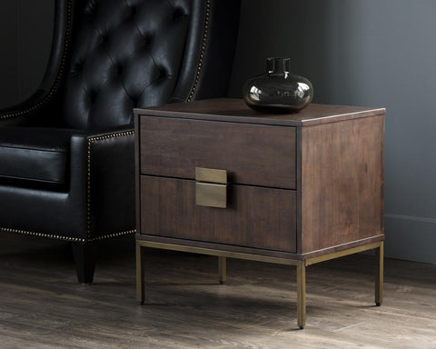 Sunpan Contemporary Rectangle Nightstand with Storage