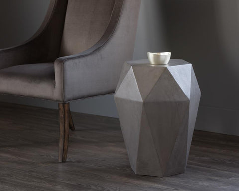 Sunpan Constance Industrial Hexagonal Geometric End Table