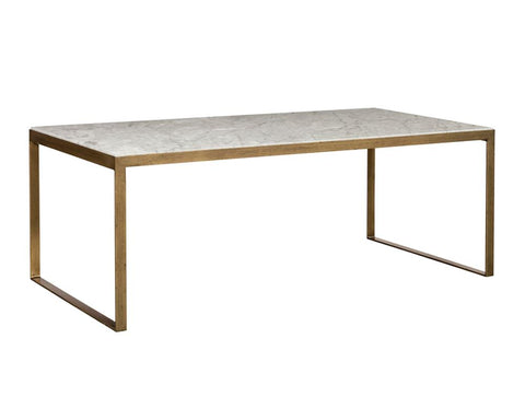 Sunpan Evert Minimalist Marble Rectangle Coffee Table