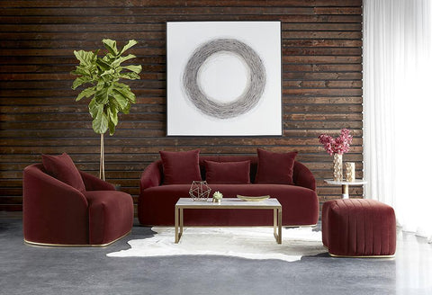 Astrid Contemporary Curved Velvet Sofa with Horizontal Tufting