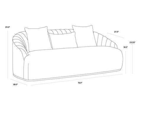 Astrid Contemporary Curved Velvet Sofa with Horizontal Tufting