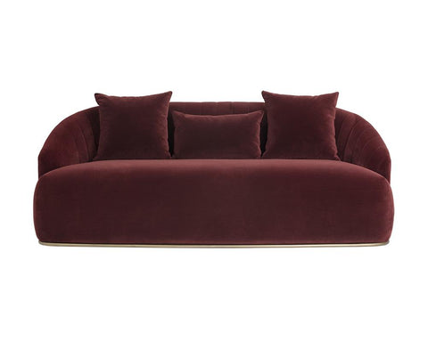 Astrid Contemporary Curved Velvet Sofa with Horizontal Tufting