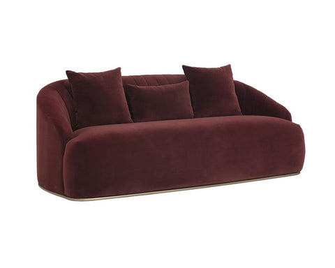 Astrid Contemporary Curved Velvet Sofa with Horizontal Tufting