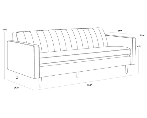 Yosi Mid Century Velvet Standard Sofa with Armrests