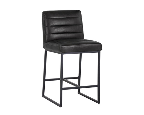 Timeless Minimalist Modern Upholstered Slat Back Counter Stool