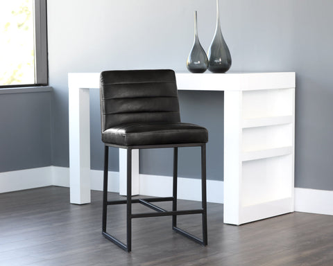 Timeless Minimalist Modern Upholstered Slat Back Counter Stool