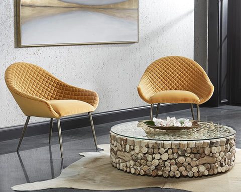 Sunpan Bickford Nature-Driven Modernist Bohemian Drum Coffee Table