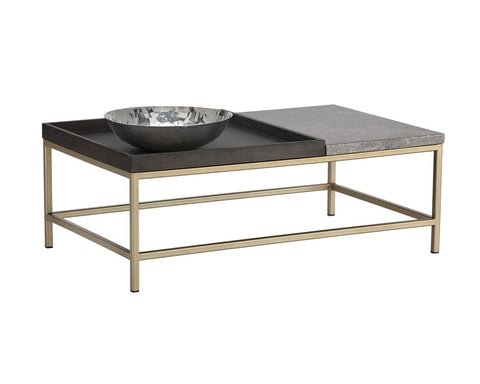 Sunpan Timeless Minimalist Marble and Metal Rectangle Coffee Table - 39 W