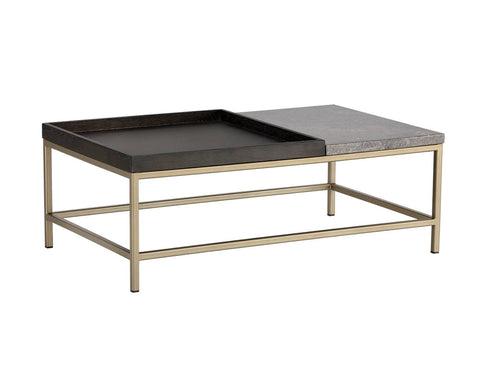 Sunpan Timeless Minimalist Marble and Metal Rectangle Coffee Table - 39 W