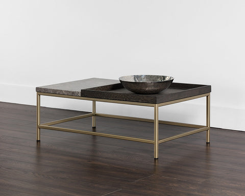Sunpan Timeless Minimalist Marble and Metal Rectangle Coffee Table - 39 W