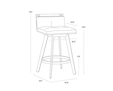 Arizona Art Deco Low Back Counter Stool