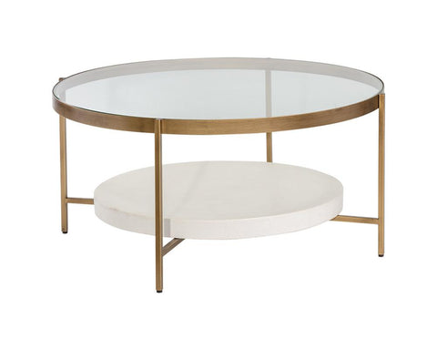 Gia Contemporary Round Coffee Table with Metal Frame