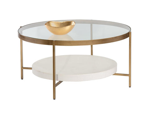 Gia Contemporary Round Coffee Table with Metal Frame