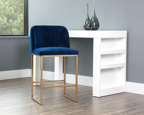 Timeless Minimalist Contemporary Upholstered Velvet Counter Stool