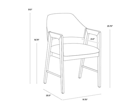 Timeless Minimalist Mid Century Dining Armchair with Barrel Back