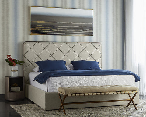 Contemporary Curved Drum Nightstand in Bronze Finish