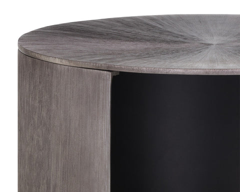 Contemporary Curved Drum Nightstand in Bronze Finish